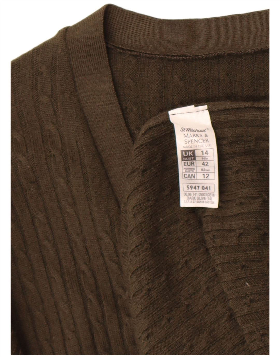 Marks & Spencer Womens St. Michael Cardigan Sweater UK 14 Large Khaki
