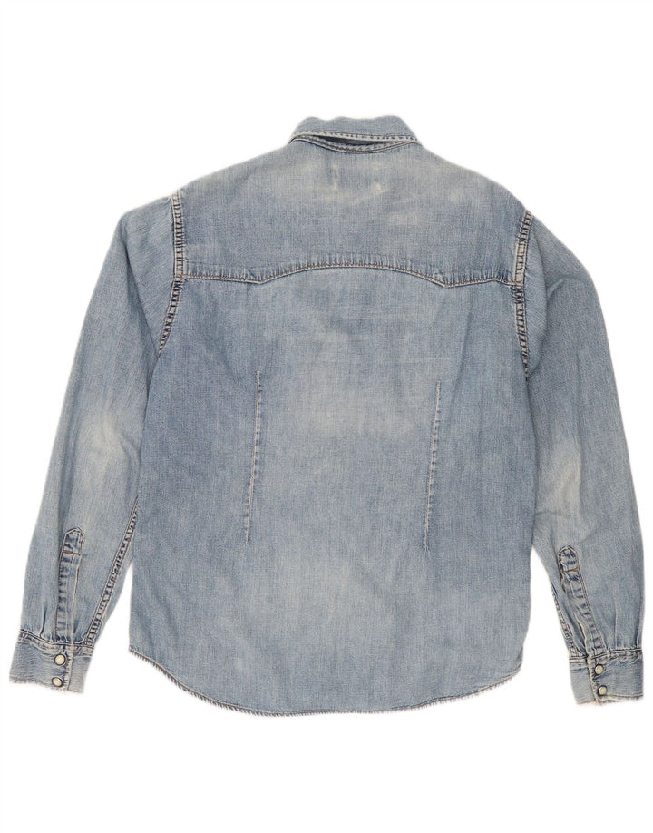 Lee Womens Denim Shirt UK 16 Large Blue Cotton