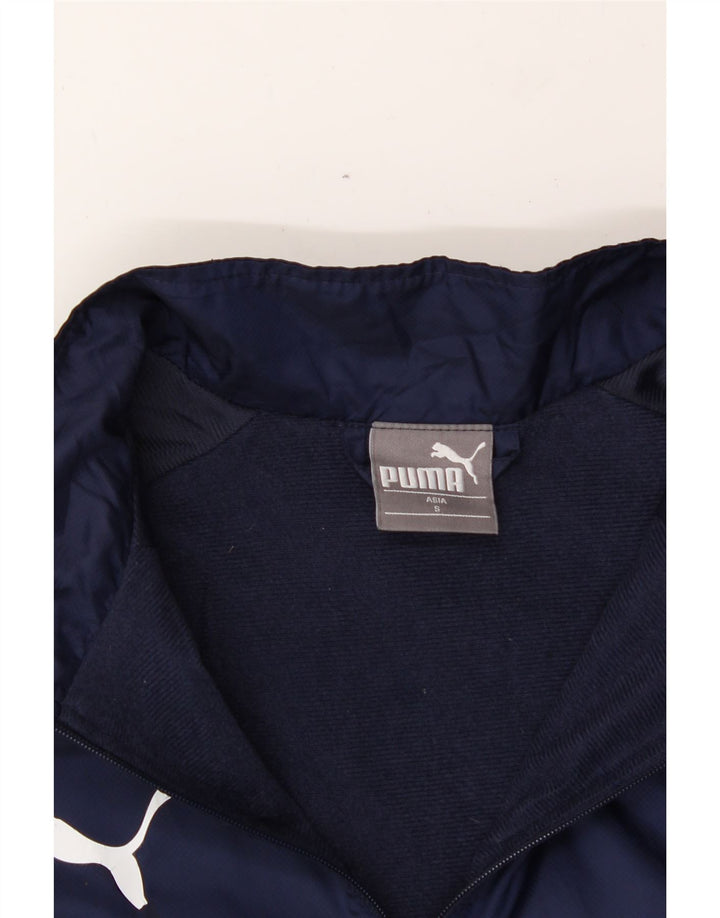 PUMA Mens Pullover Tracksuit Top Jacket Small Navy Blue Colourblock Vintage Puma and Second-Hand Puma from Messina Hembry 