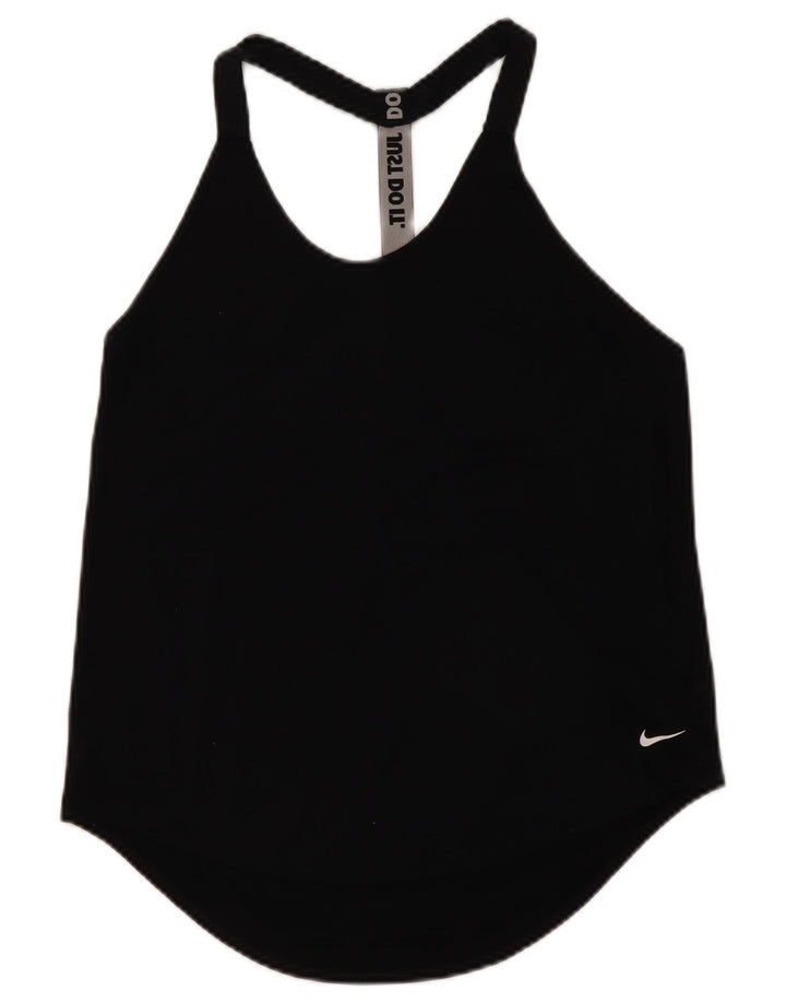 Nike Womens Dri Fit Graphic Vest Top UK 12 Medium Black Polyester