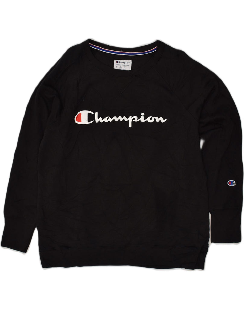 CHAMPION Womens Graphic Sweatshirt Jumper UK 18 XL Black Cotton | Vintage Champion | Thrift | Second-Hand Champion | Used Clothing | Messina Hembry 