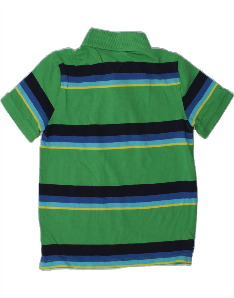 TOMMY HILFIGER Boys Polo Shirt 6-7 Years Small Green Striped Cotton | Vintage Tommy Hilfiger | Thrift | Second-Hand Tommy Hilfiger | Used Clothing | Messina Hembry 