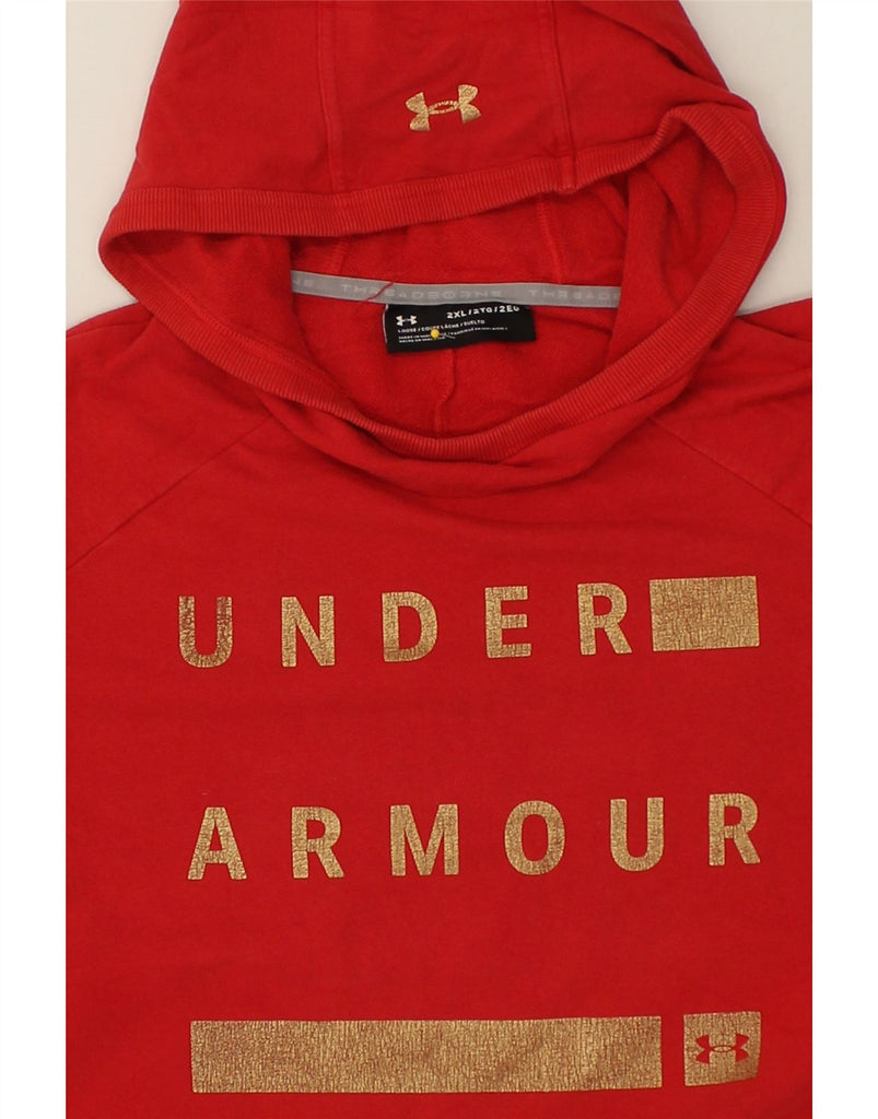 UNDER ARMOUR Womens Graphic Hoodie Jumper UK 20 2XL Red | Vintage Under Armour | Thrift | Second-Hand Under Armour | Used Clothing | Messina Hembry 