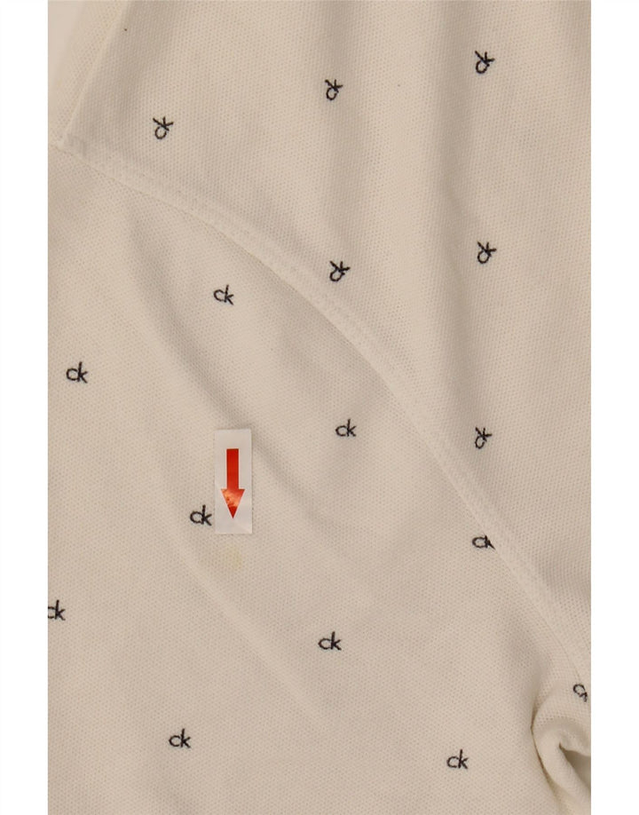 Calvin Klein Jeans Mens Polo Shirt Large White Spotted