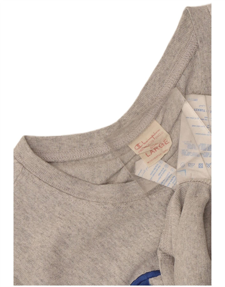 Champion Mens Graphic T-Shirt Top Large Grey Cotton