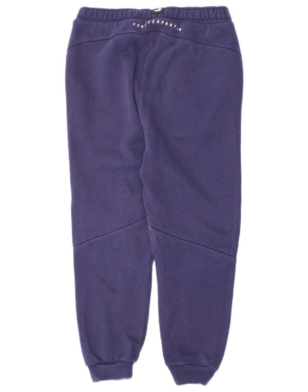 Puma Boys Graphic Tracksuit Trousers Joggers 7-8 Years Navy Blue Cotton