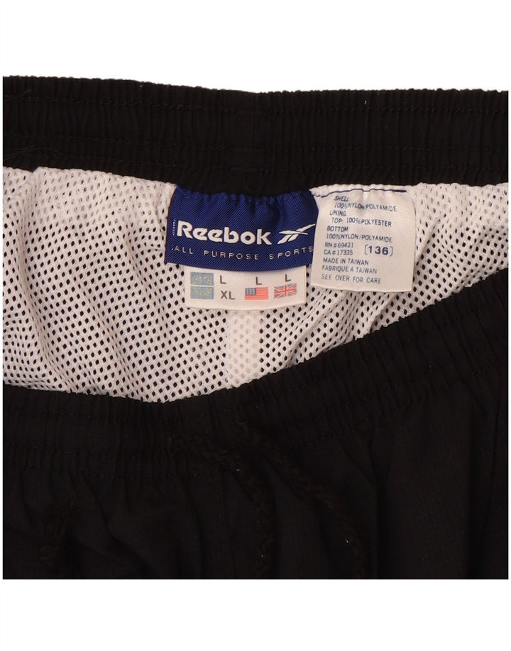 REEBOK Mens Tracksuit Trousers Large Black Nylon