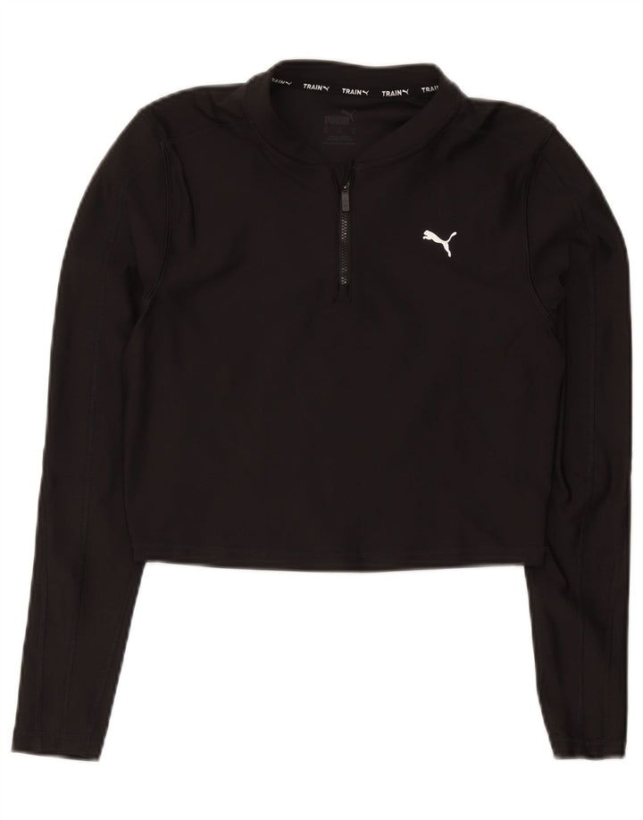 Puma Womens Crop Zip Neck Pullover Tracksuit Top UK 12 Medium Black