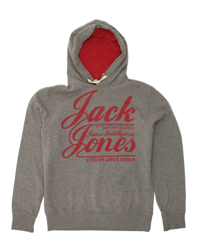 JACK & JONES Mens Graphic Hoodie Jumper Large Grey Cotton | Vintage Jack & Jones | Thrift | Second-Hand Jack & Jones | Used Clothing | Messina Hembry 