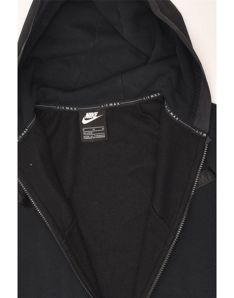 NIKE Boys Zip Hoodie Sweater 13-14 Years XL Black Colourblock Cotton | Vintage Nike | Thrift | Second-Hand Nike | Used Clothing | Messina Hembry 