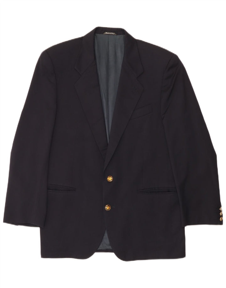Ferre Mens 2 Button Blazer Jacket IT 48 Medium Navy Blue Wool