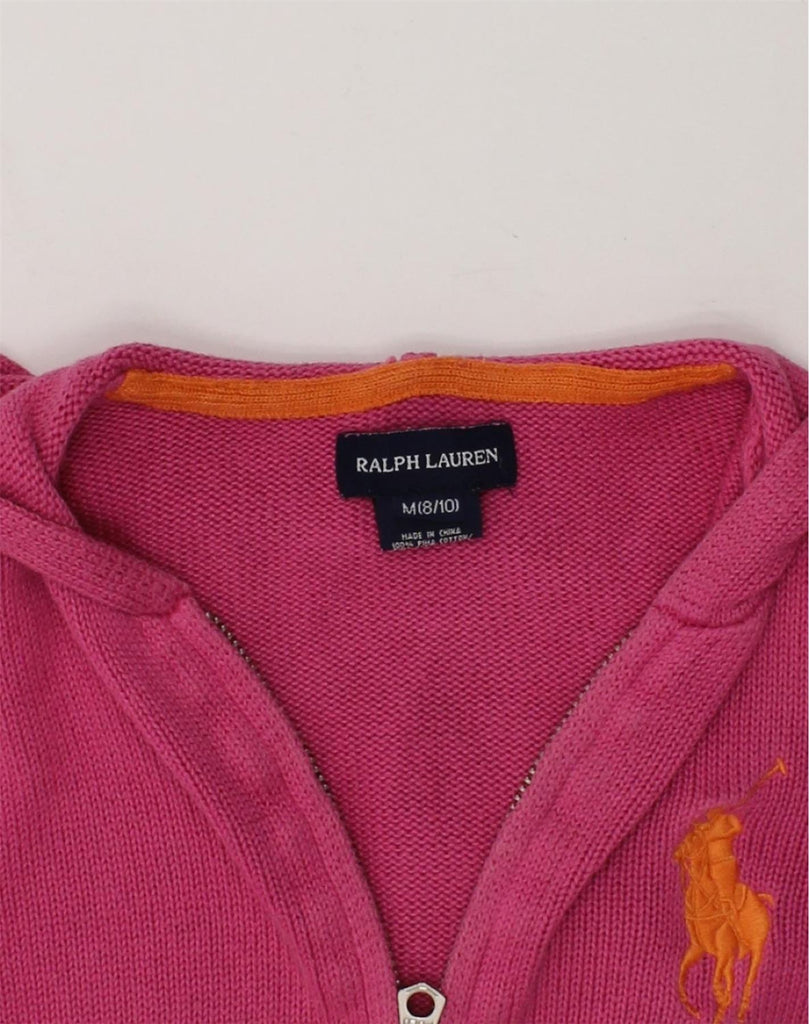 RALPH LAUREN Girls Hooded Cardigan Sweater 8-9 Years Medium Pink Cotton | Vintage Ralph Lauren | Thrift | Second-Hand Ralph Lauren | Used Clothing | Messina Hembry 