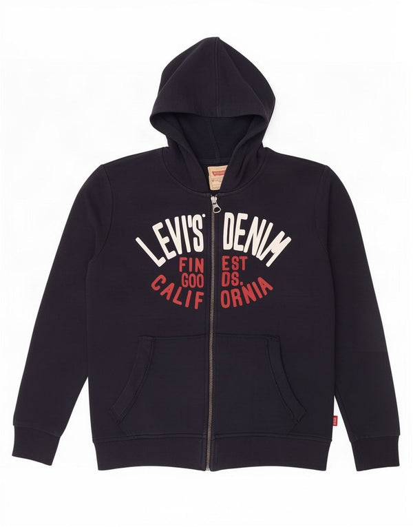 Levi's Boys Graphic Zip Hoodie Sweater 13-14 Years Navy Blue Cotton