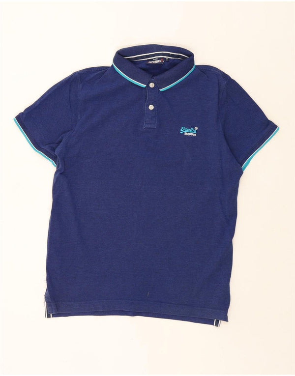 Superdry Mens Polo Shirt XL Blue Cotton