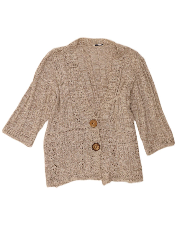 M&Co Womens 3/4 Sleeve Cardigan Sweater UK 18/20 XL Beige Cotton