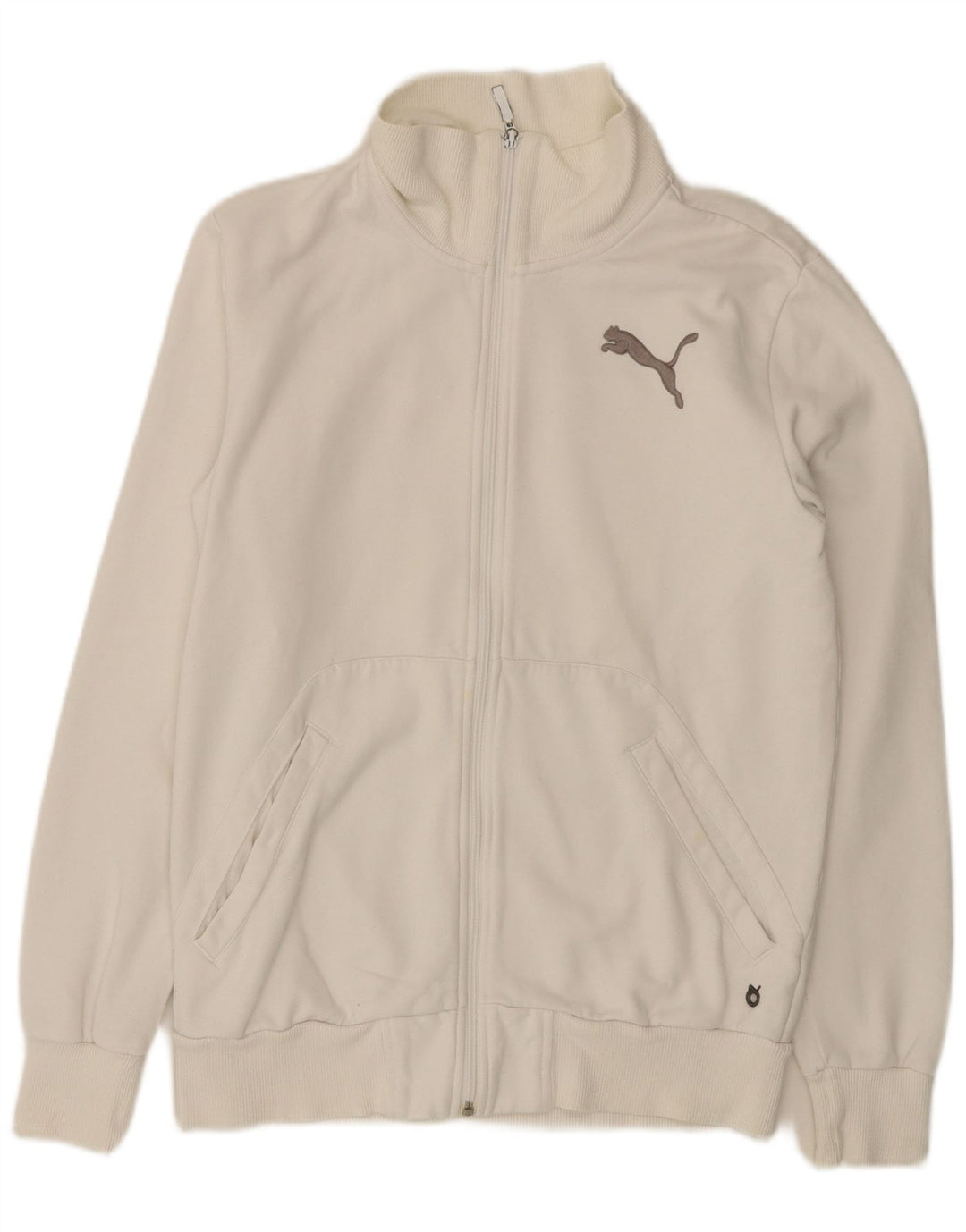 Puma Mens Graphic Tracksuit Top Jacket Small White Cotton