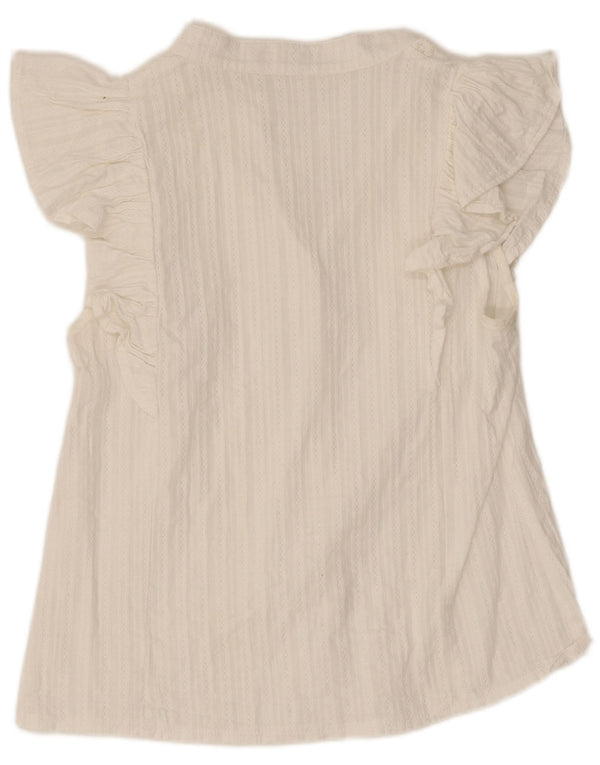 Vintage Womens Short Sleeve Shirt Blouse UK 10 Small White