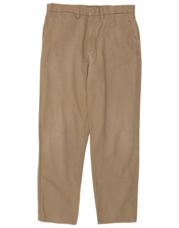 Avirex Mens Straight Chino Trousers W34 L32 Beige Cotton