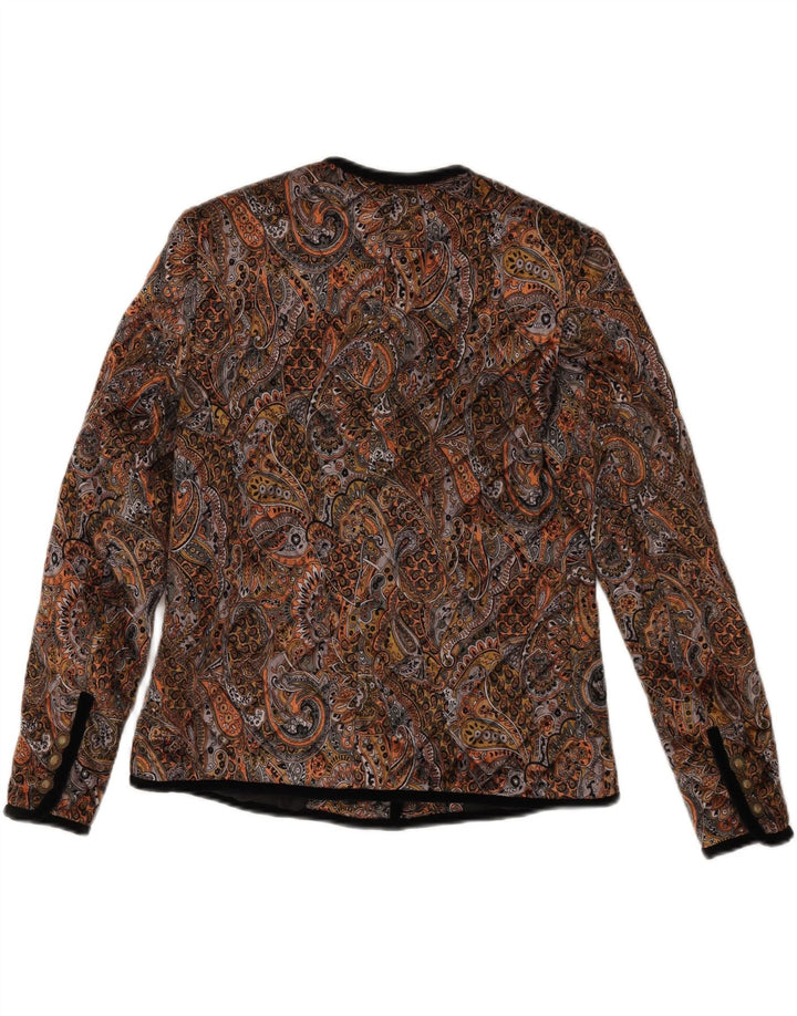 Vintage Womens 5 Button Blazer Jacket UK 12 Medium Brown Paisley