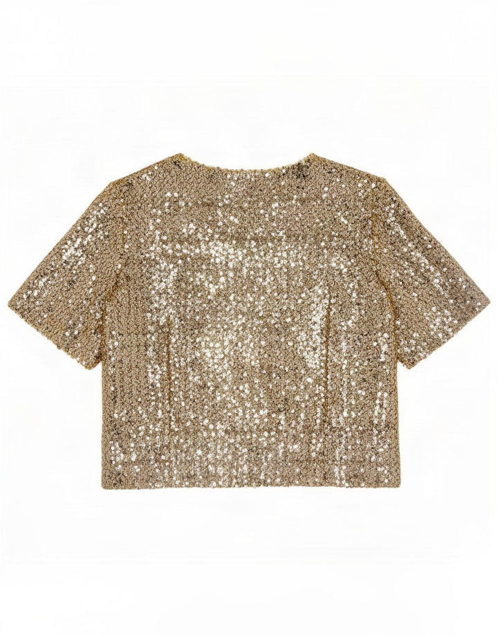 Vintage Womens Sequin Blouse Top UK 12 Medium Gold