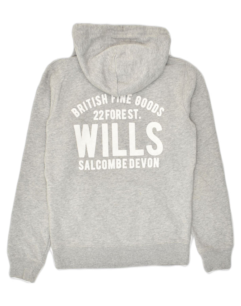 JACK WILLS Womens Graphic Hoodie Jumper UK 8 Small  Grey Cotton | Vintage Jack Wills | Thrift | Second-Hand Jack Wills | Used Clothing | Messina Hembry 