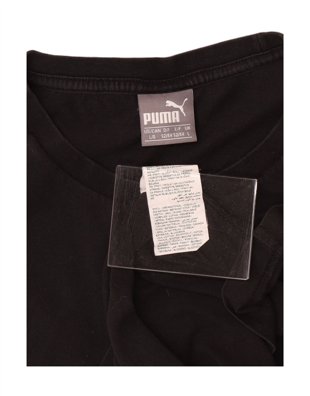 PUMA Mens Graphic T-Shirt Top Large Black Cotton Vintage Puma and Second-Hand Puma from Messina Hembry 