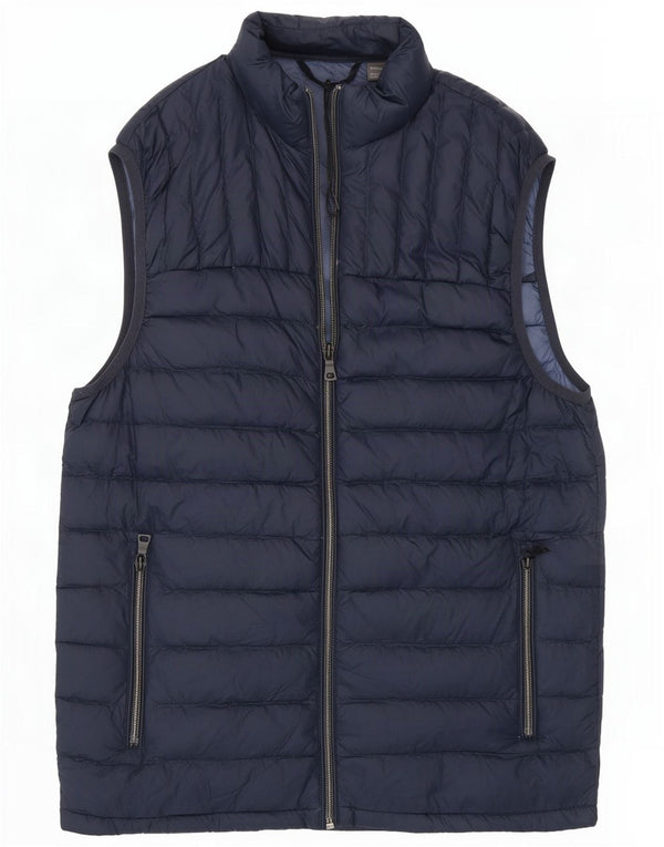 Marks & Spencer Mens Padded Gilet UK 36 Small Navy Blue Polyamide