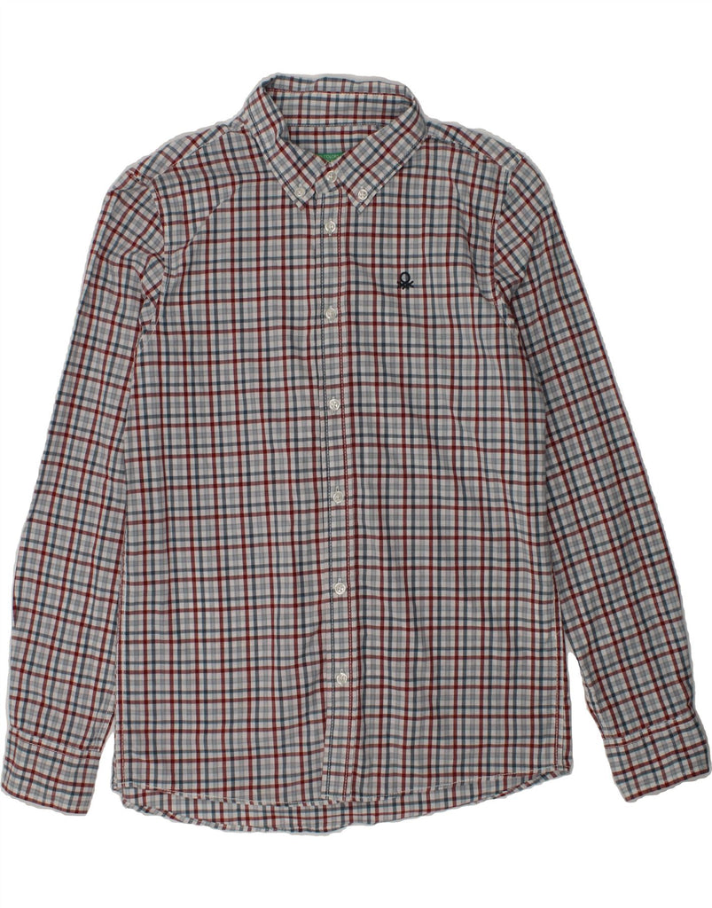 BENETTON Boys Shirt 10-11 Years XL  Grey Check Cotton | Vintage Benetton | Thrift | Second-Hand Benetton | Used Clothing | Messina Hembry 