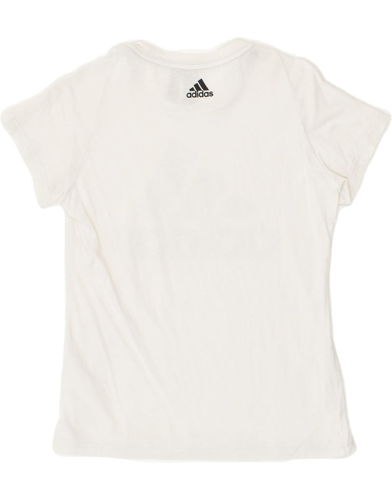 ADIDAS Womens Graphic T-Shirt Top UK 12/14 Medium  White Cotton | Vintage Adidas | Thrift | Second-Hand Adidas | Used Clothing | Messina Hembry 