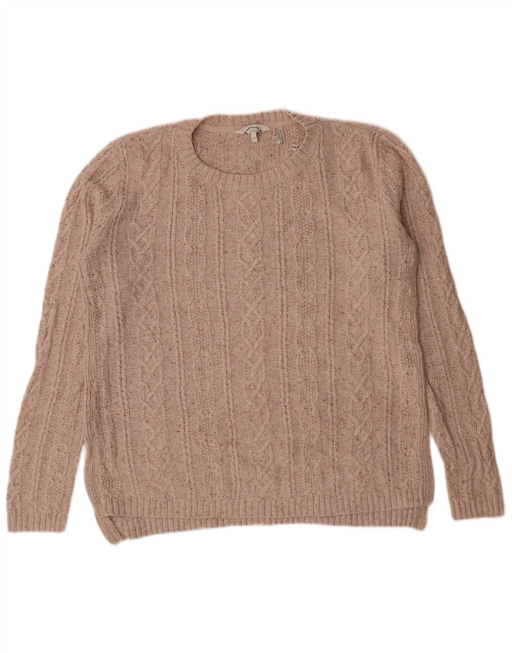 Fat Face Womens Crew Neck Jumper Sweater UK 10 Small Beige Cotton Classic