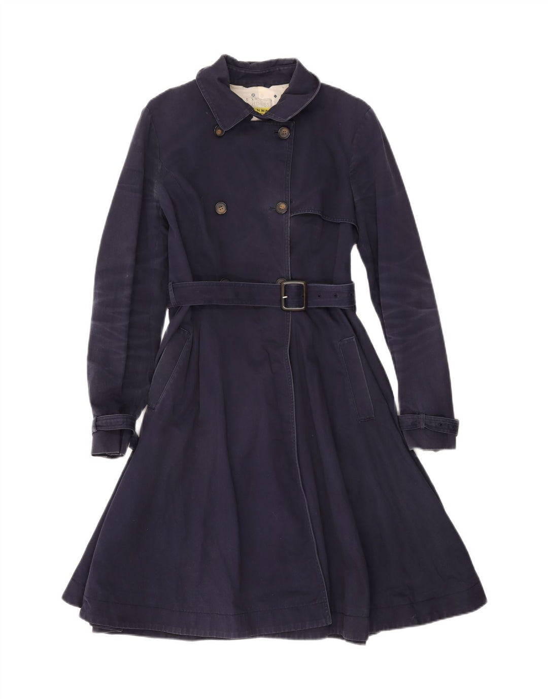 Hobbs Womens Trench Coat UK 12 Medium Navy Blue Cotton