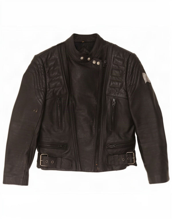 Krawehl Womens Leather Biker Jacket IT 44 Medium Black
