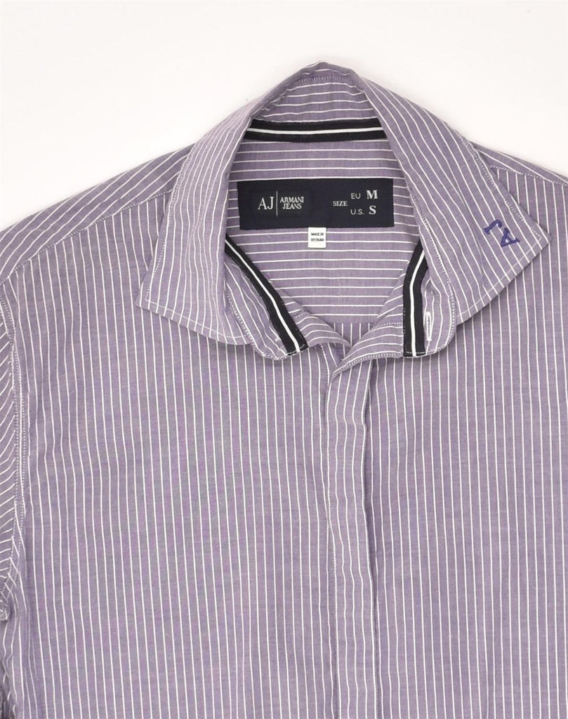 ARMANI JEANS Mens Shirt Medium Purple Pinstripe Cotton | Vintage Armani Jeans | Thrift | Second-Hand Armani Jeans | Used Clothing | Messina Hembry 