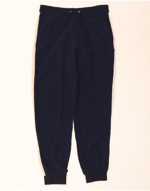 Zara Womens Tracksuit Trousers Joggers UK 6 XS Navy Blue Colourblock