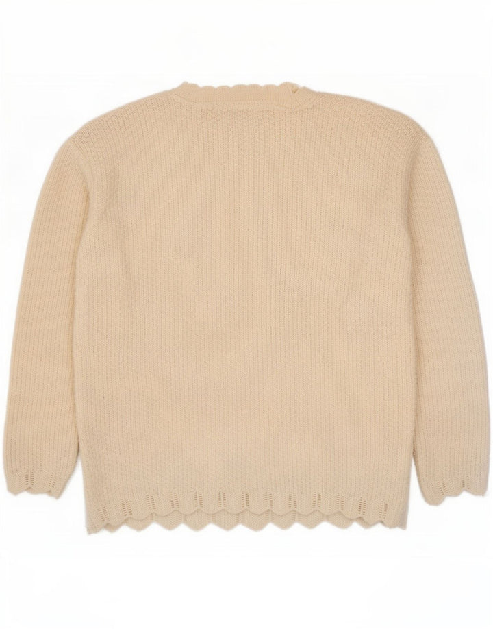 Vintage Womens Crew Neck Jumper Sweater UK 16 Large White