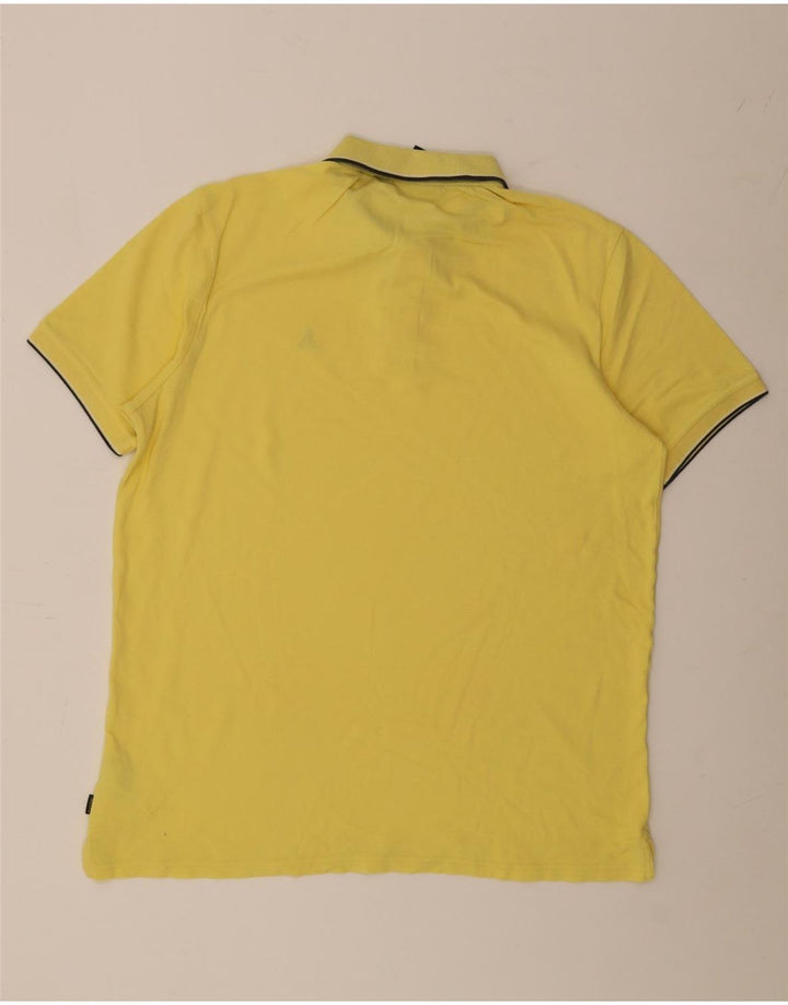 MUSTO Mens Polo Shirt Large Yellow Cotton