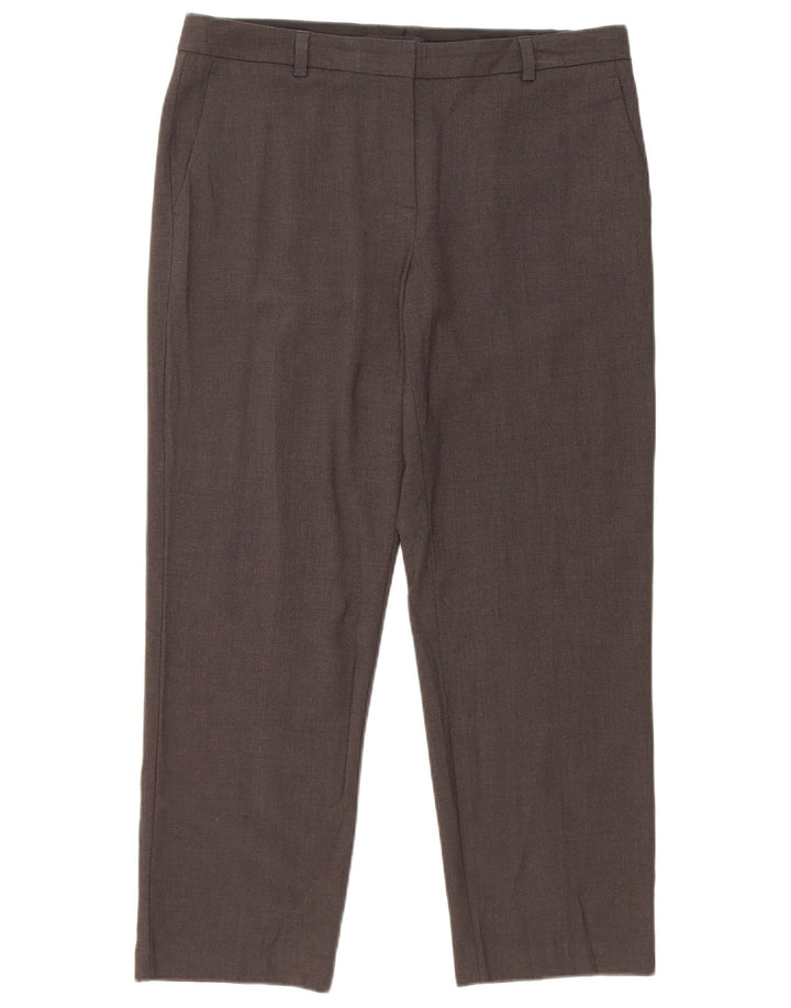 Marks & Spencer Womens Straight Cropped Trousers W34 L26 Grey