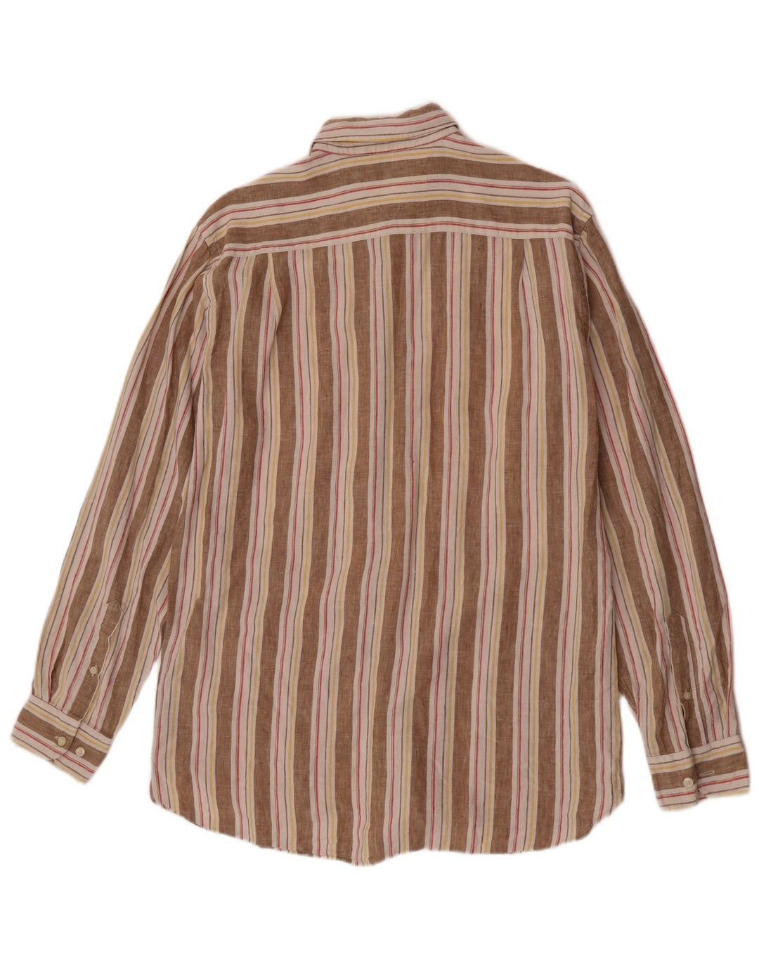 Tommy Hilfiger Mens Shirt Medium Beige Striped Linen