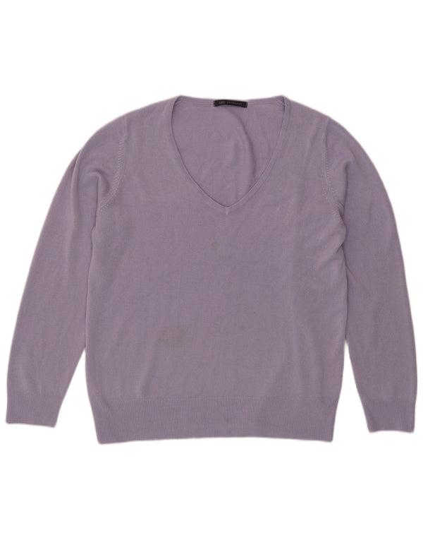 Marks & Spencer Womens V-Neck Jumper Sweater UK 16 Large Purple