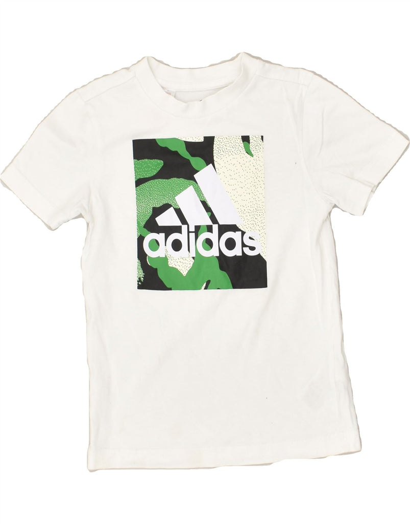 ADIDAS Boys Graphic T-Shirt Top 5-6 Years White Cotton | Vintage Adidas | Thrift | Second-Hand Adidas | Used Clothing | Messina Hembry 