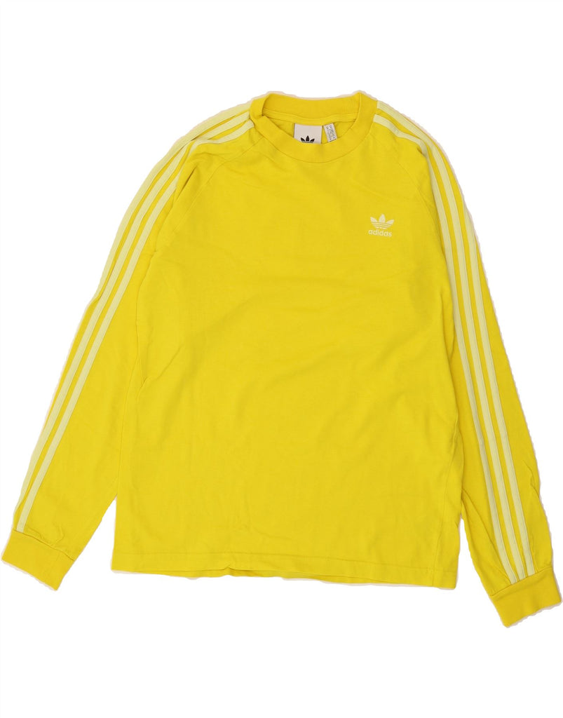 ADIDAS Mens Top Long Sleeve Medium Yellow Cotton Sports Vintage Adidas and Second-Hand Adidas from Messina Hembry 