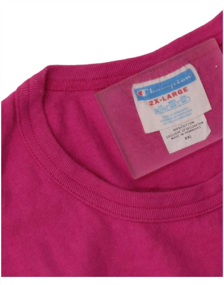 Champion Mens Graphic T-Shirt Top 2XL Pink Cotton