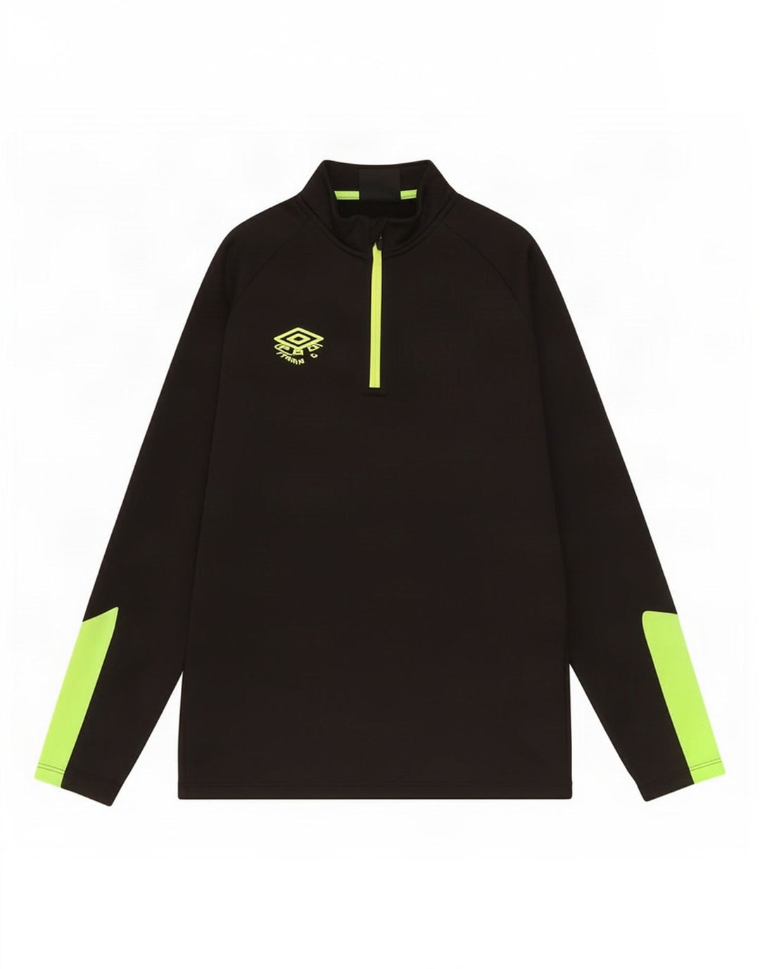 Umbro Boys Zip Neck Top Long Sleeve 9-10 Years Medium Black Colourblock
