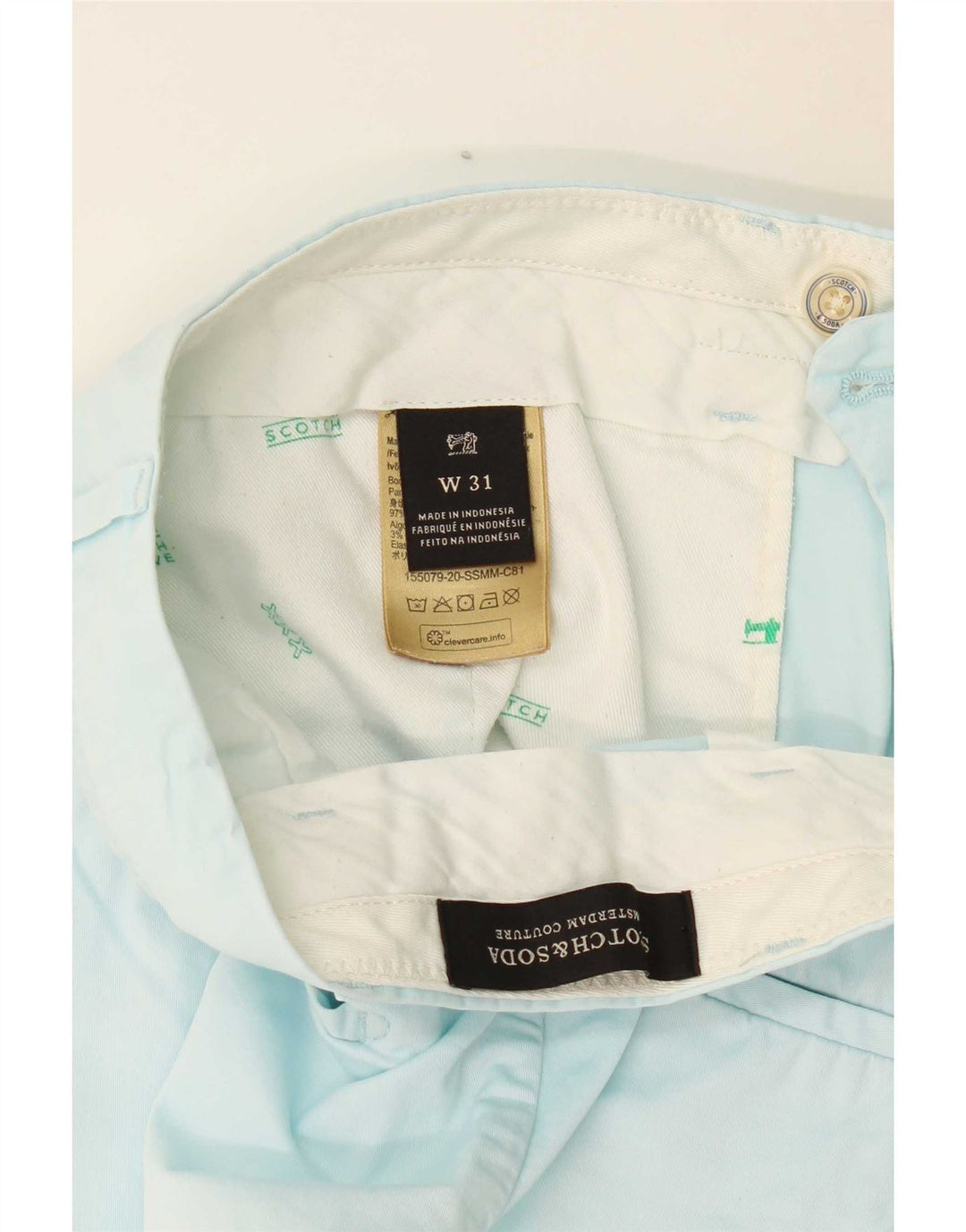 Scotch & Soda Mens Chino Shorts W31 Medium  Blue Cotton