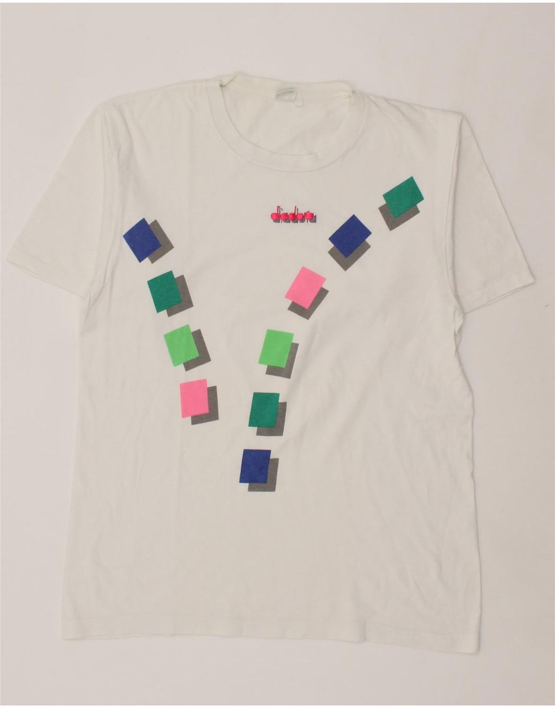 DIADORA Womens Graphic T-Shirt Top UK 12 Medium White Vintage Diadora and Second-Hand Diadora from Messina Hembry 