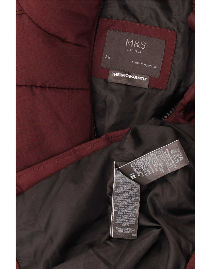 Marks & Spencer Mens Padded Jacket UK 46 3XL Burgundy Polyester Modern