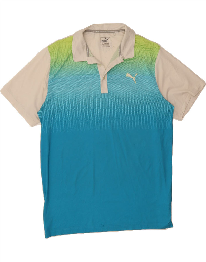 PUMA Mens Polo Shirt XL Blue Colourblock Polyester Vintage Puma and Second-Hand Puma from Messina Hembry 