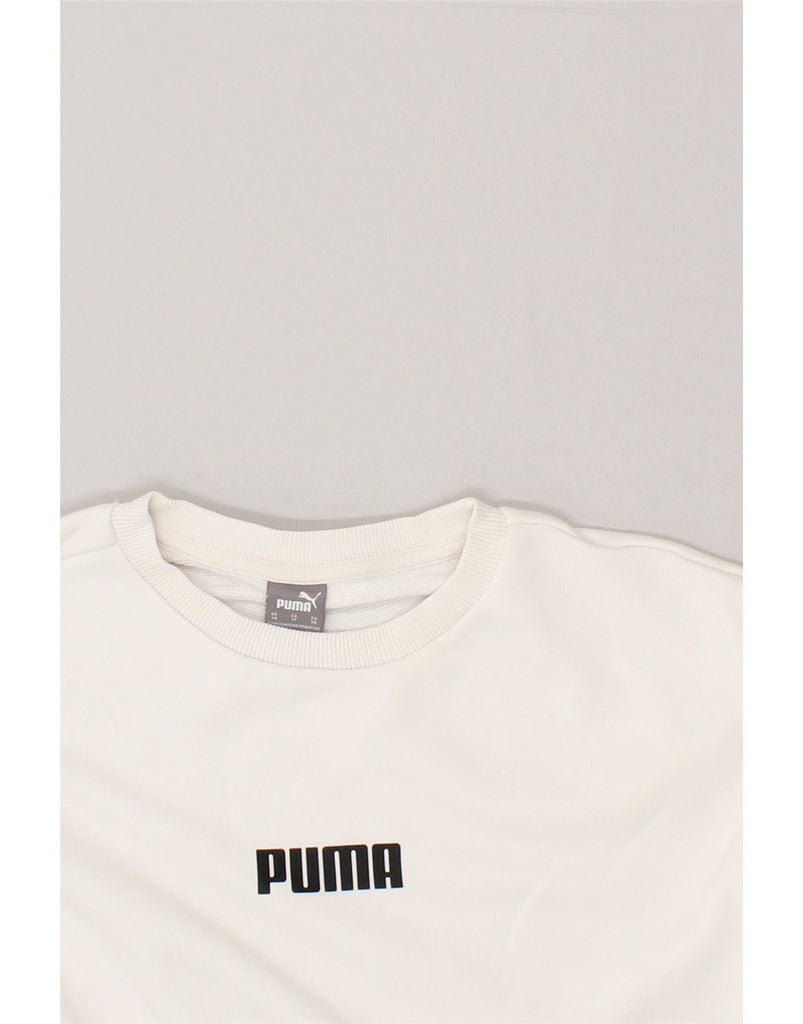 PUMA Womens Graphic Sweatshirt Jumper UK 6 XS White Cotton Vintage Puma and Second-Hand Puma from Messina Hembry 