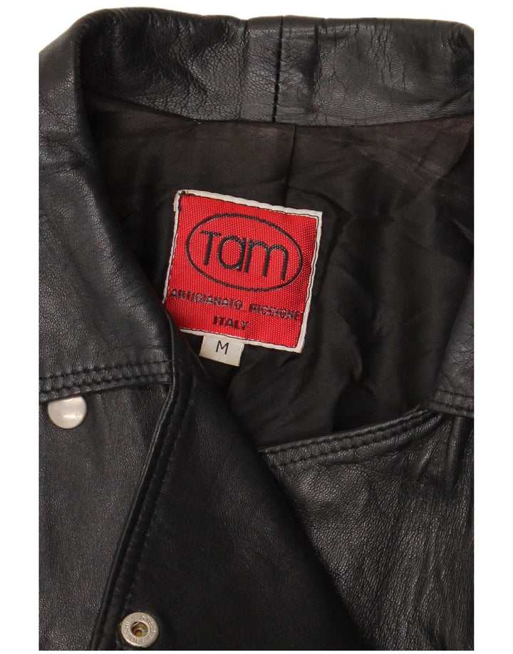 Vintage Womens Leather Biker Jacket UK 14 Medium Black