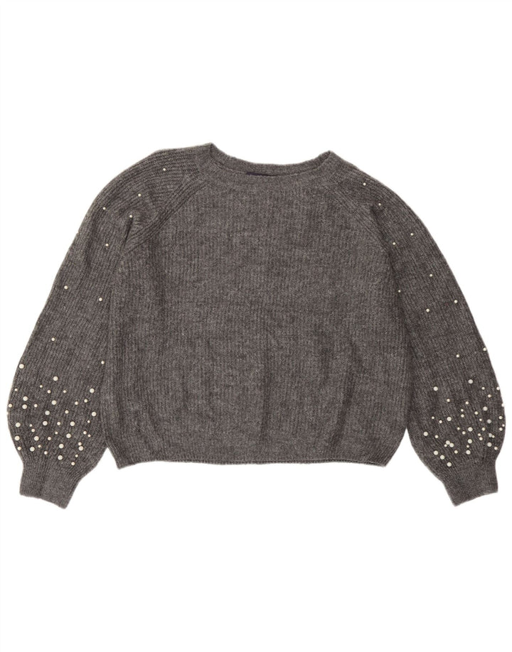 Marks & Spencer Womens Boat Neck Jumper Sweater UK 14 Medium Grey Flecked